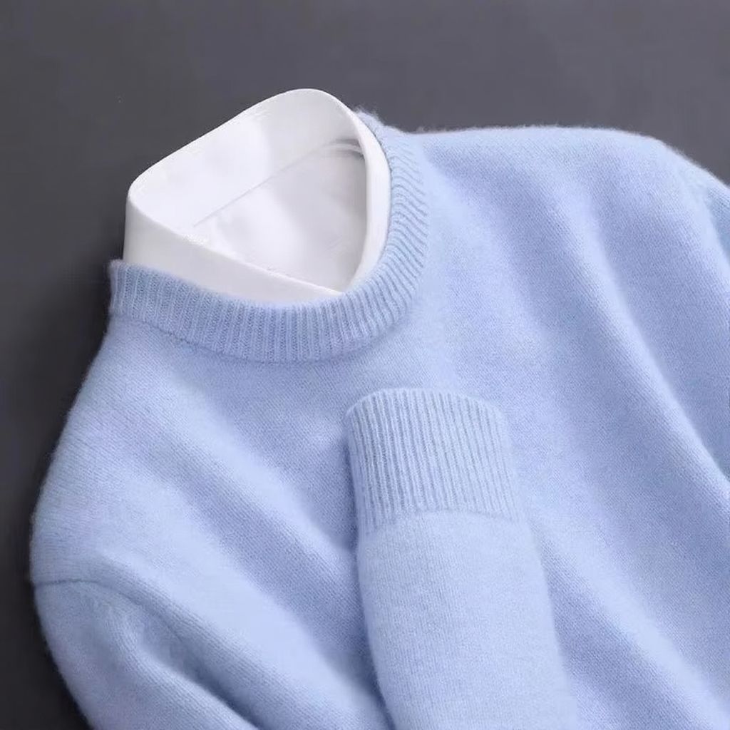Men's Oversized Cashmere Knit Sweater O Neck Pullover M to 3XL