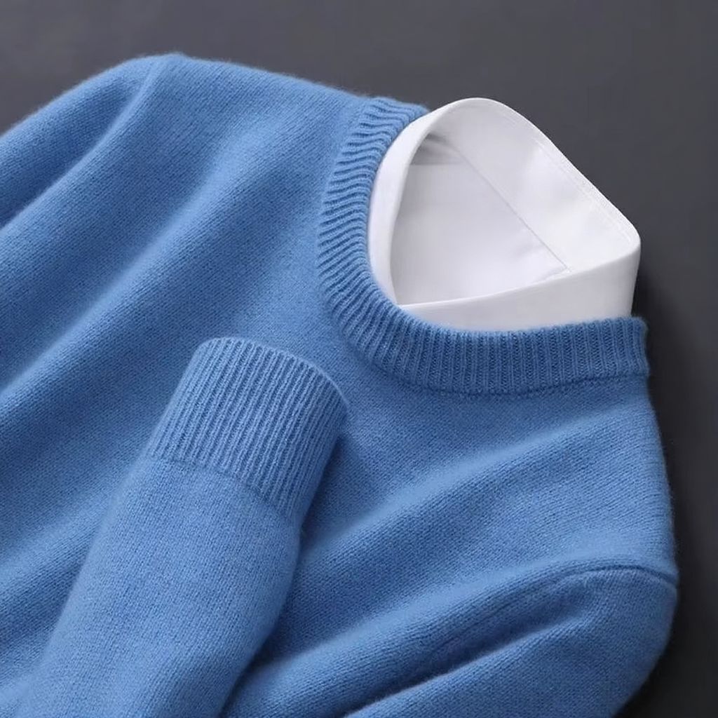 Men's Oversized Cashmere Knit Sweater O Neck Pullover M to 3XL