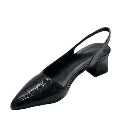 Women's Pointed Toe Slingback Pumps with Mid Chunky Heels – Vintage Inspired Summer Sandals