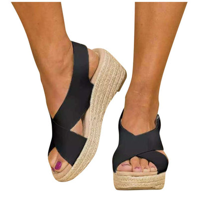 CushionStep Women’s Orthopedic Cross-Strap Wedge Sandals