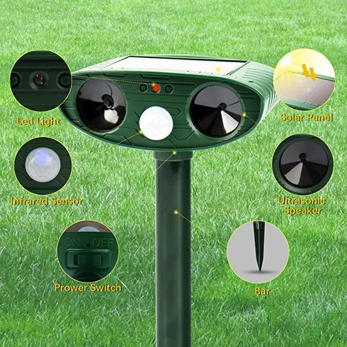 48-Hour Solar Ultrasonic Chipmunk Repeller – Keep Pests Away Naturally