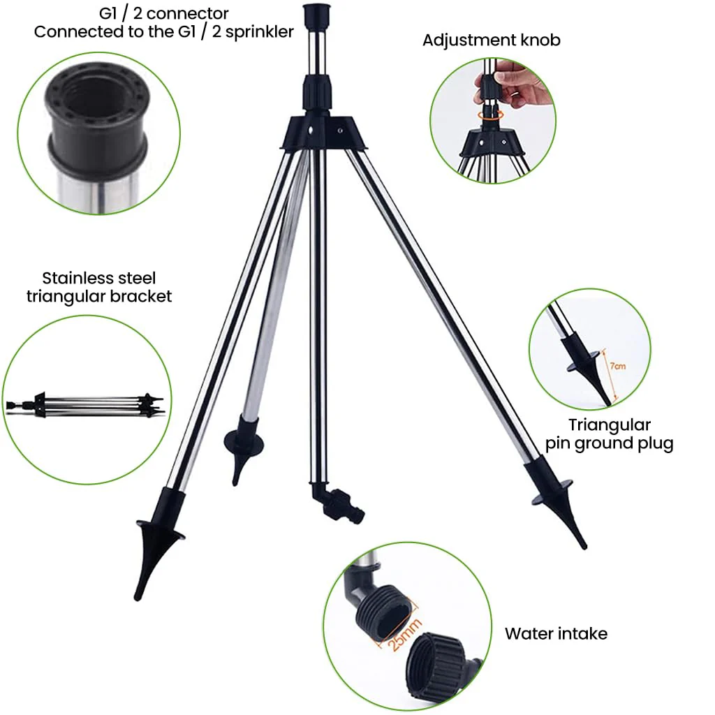 High Pressure Tripod Sprinkler Adjustable Rotating Lawn Sprayer