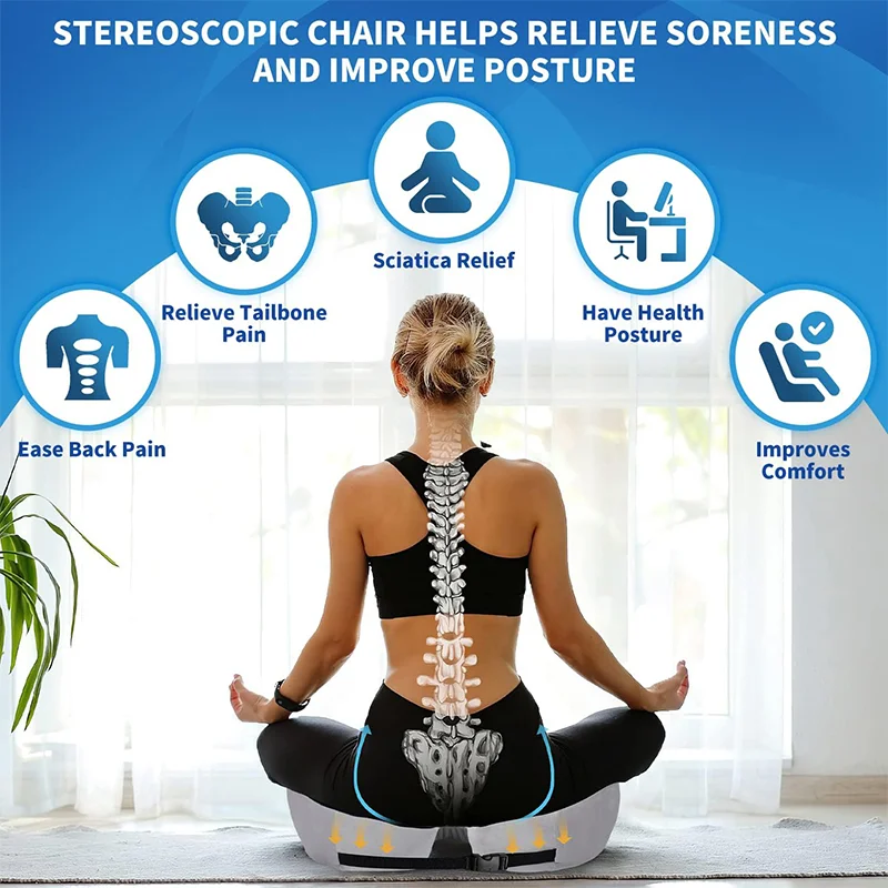 Orthopedic Seat Cushion Memory Foam Sit Bone Relief with Adjustable Design