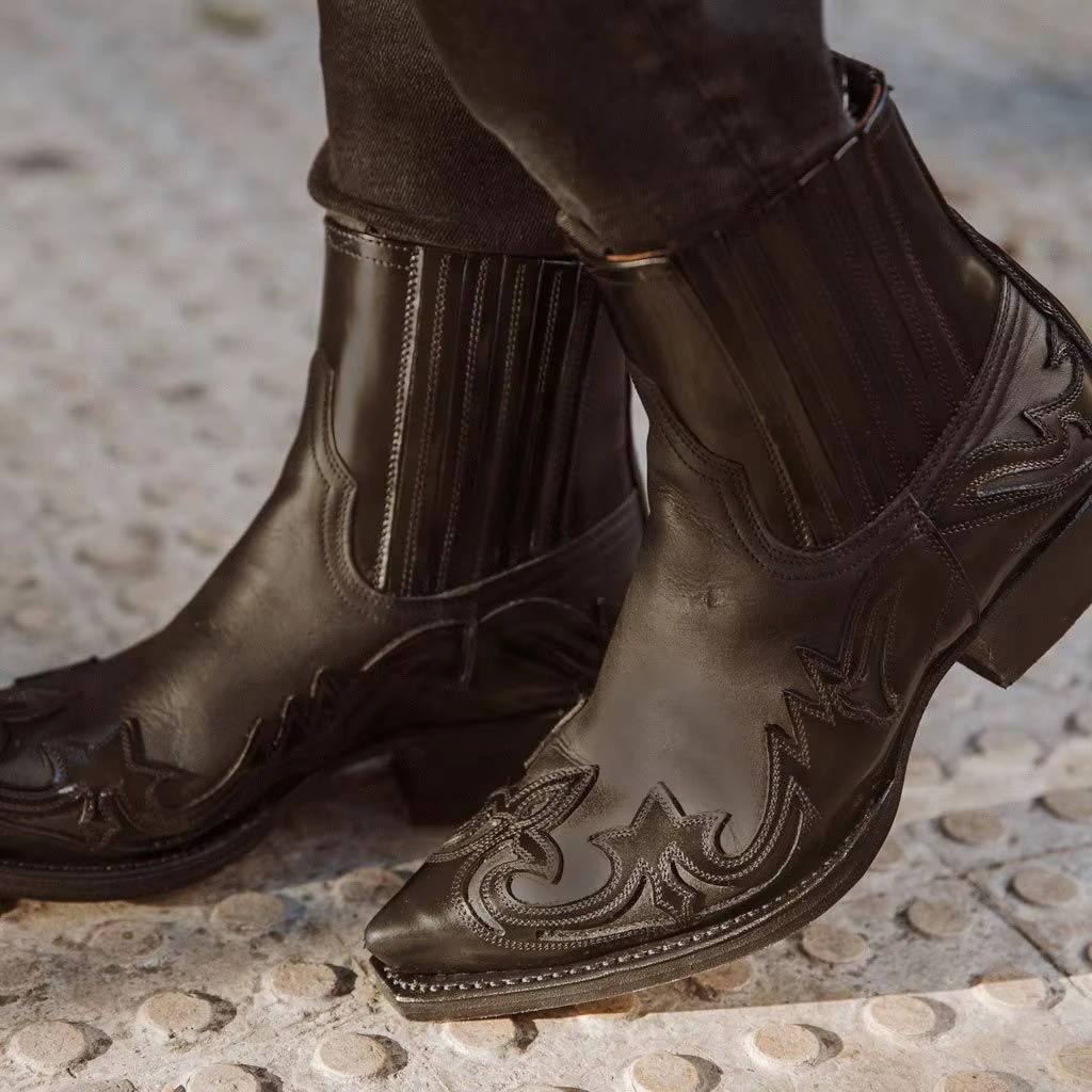 Western Ankle Boots Leather For Women