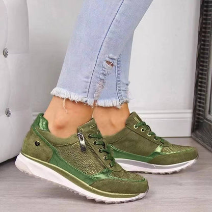 Women's Leather Sneakers with Zipper