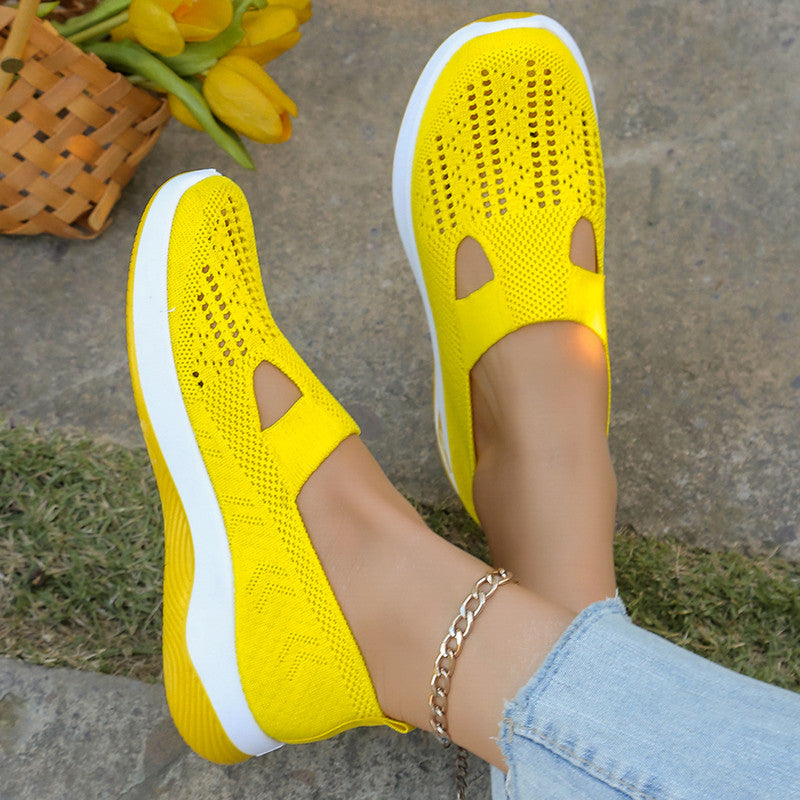 Womens Casual Shoes, Womens Shoes, Solid Color Breathable Sports Shoes, Lightweight Soft-Soled Walking Shoes, Low-Top