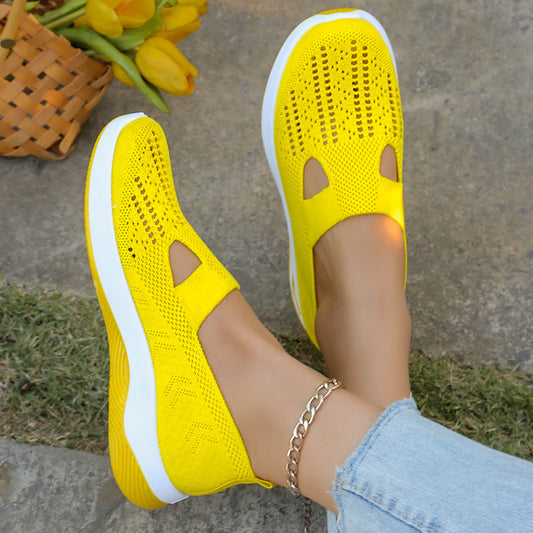 Womens Casual Shoes, Womens Shoes, Solid Color Breathable Sports Shoes, Lightweight Soft-Soled Walking Shoes, Low-Top