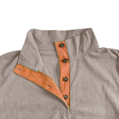 Mens Classic Button Neck Pullover Sweater With Elbow Patches