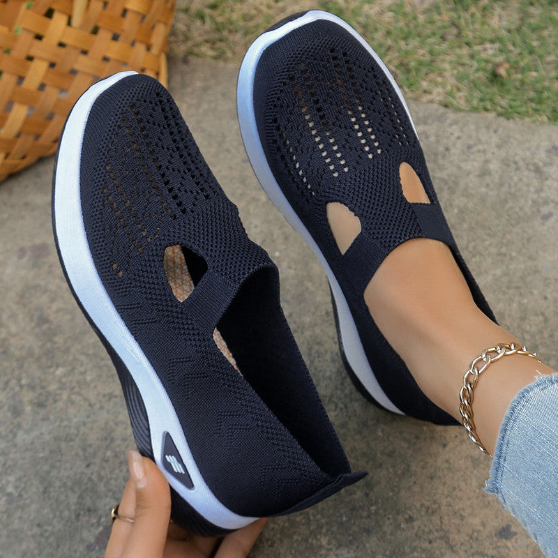 Womens Casual Shoes, Womens Shoes, Solid Color Breathable Sports Shoes, Lightweight Soft-Soled Walking Shoes, Low-Top