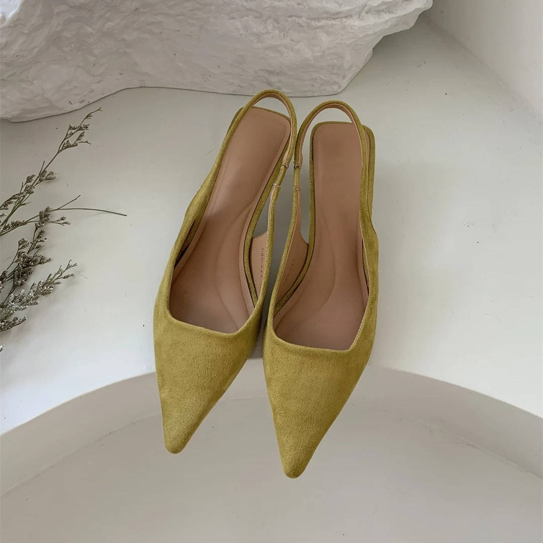 Women's Pointed Toe Slingback Kitten Heels