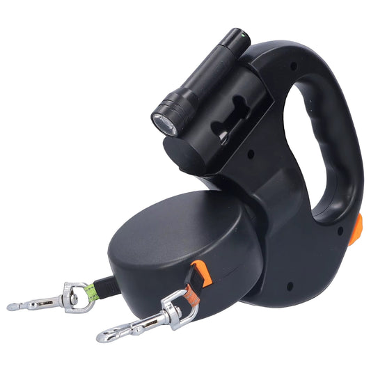 Dual Dog Leash with LED Light – Tangle-Free 360° Swivel for Easy Safe Walks