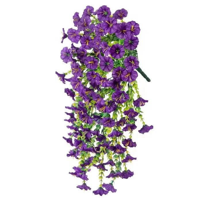 Artificial morning glory hanging decor with UV resistance