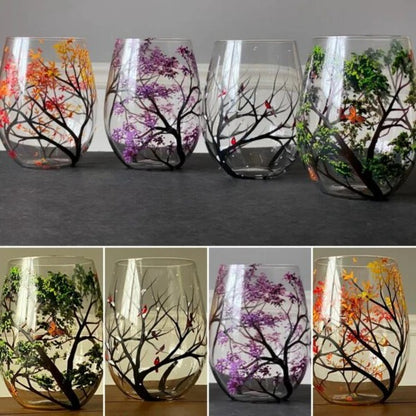 Four Seasons Tree Decorative Wine Glasses