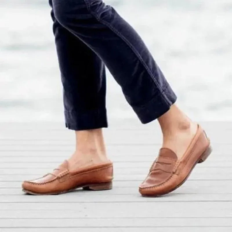 Women’s Vintage Slip On Loafers with Low Heel Design