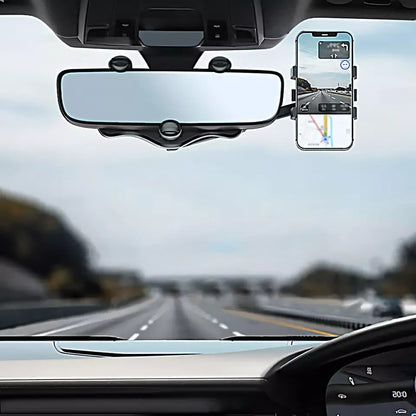 Rotatable and Retractable Car Phone Holder 360° Rear View Mirror Mount