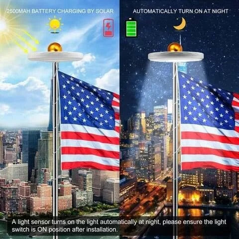 Solar LED Flagpole Light for Continuous Nighttime Visibility