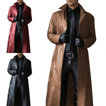 Men’s Leather Coat Classic Long Jacket for All Seasons