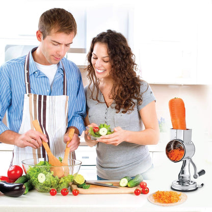 Rotary Kitchen Food Grater, Shredder, and Slicer with 5 Drum Blades
